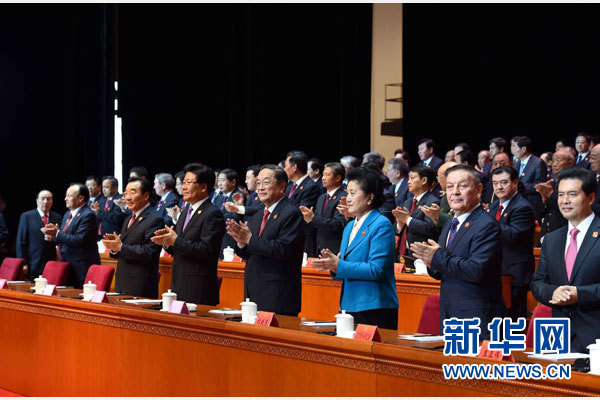 10月1日，慶祝中華人民共和國(guó)成立66周年暨新疆維吾爾自治區(qū)成立60周年大會(huì)在新疆人民會(huì)堂隆重舉行。 新華社記者 饒愛民 攝 