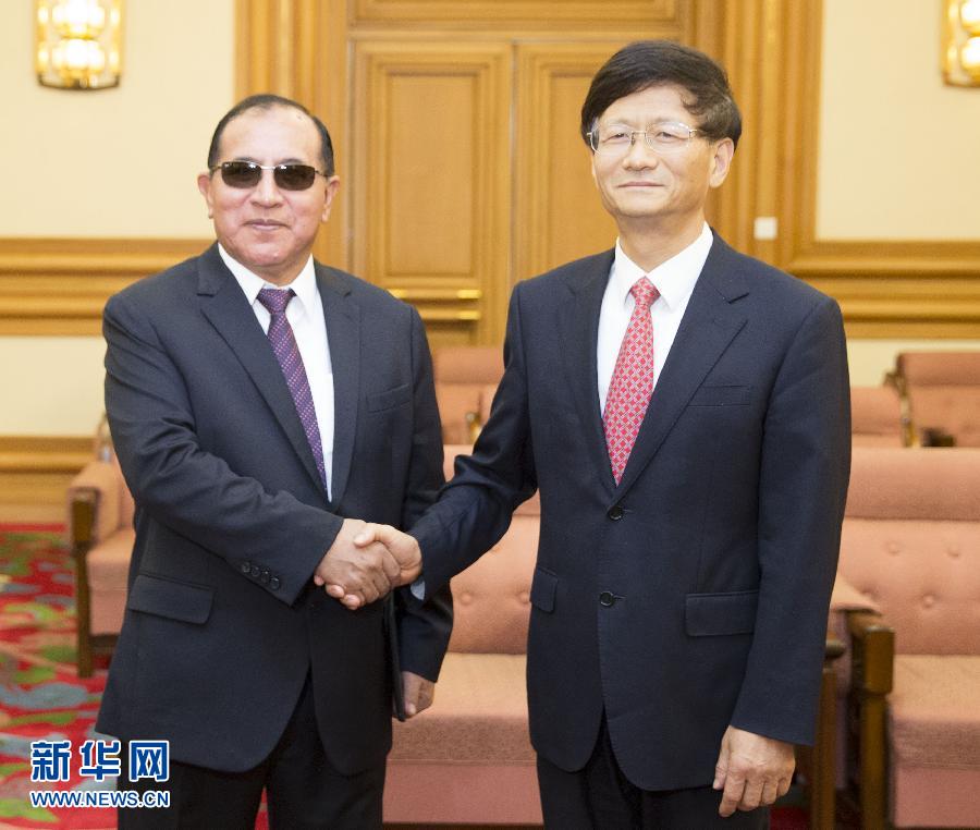 9月5日，中共中央政治局委員、中央政法委書記孟建柱在北京會(huì)見秘魯最高法院院長(zhǎng)維克托·盧卡斯·蒂科納。 新華社記者 黃敬文 攝 