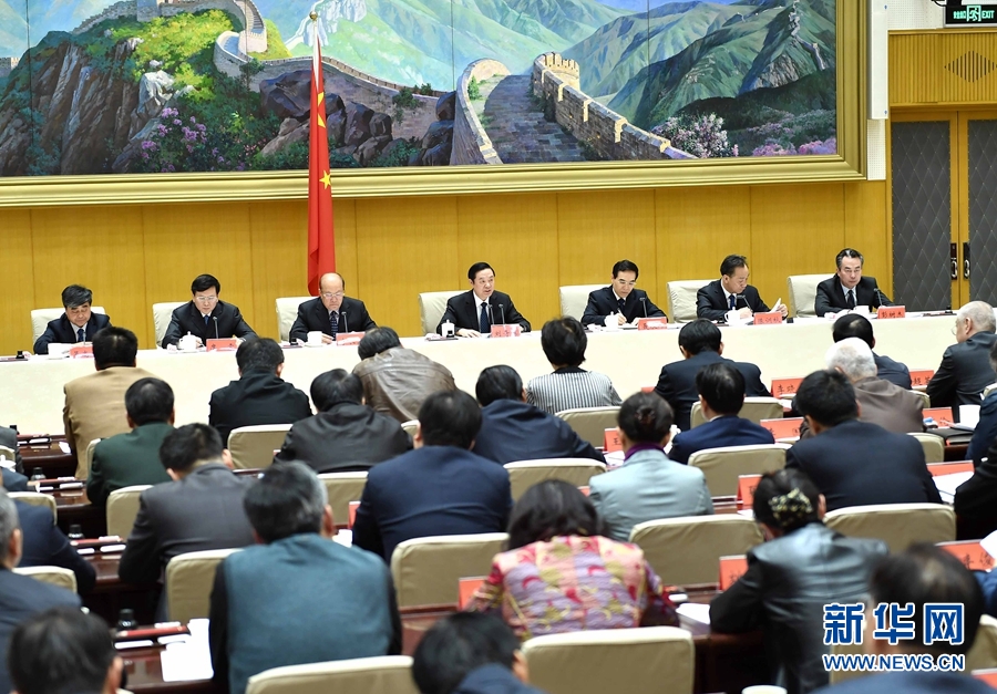 1月13日，中共中央政治局委員、中宣部部長(zhǎng)、全國(guó)“掃黃打非”工作小組組長(zhǎng)劉奇葆在北京出席第三十次全國(guó)“掃黃打非”工作電視電話會(huì)議。新華社記者 李濤 攝