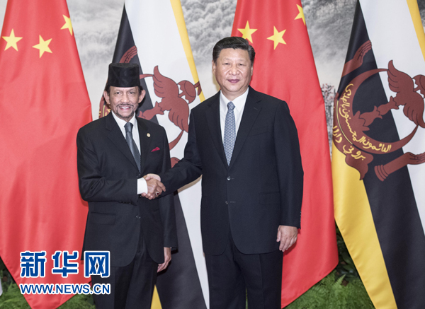 9月13日，國家主席習(xí)近平在北京人民大會堂同文萊蘇丹哈桑納爾舉行會談。 新華社記者 李濤 攝