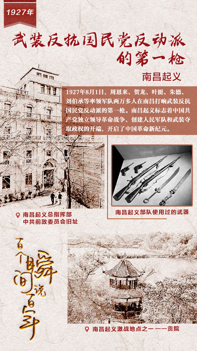 1927，武裝反抗國(guó)民黨反動(dòng)派的第一槍