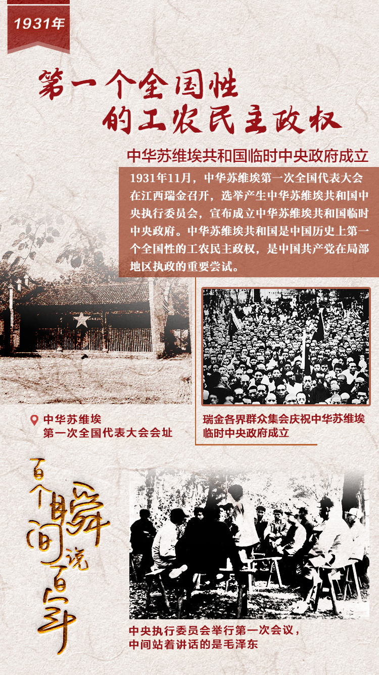 1931，第一個(gè)全國(guó)性的工農(nóng)民主政權(quán)