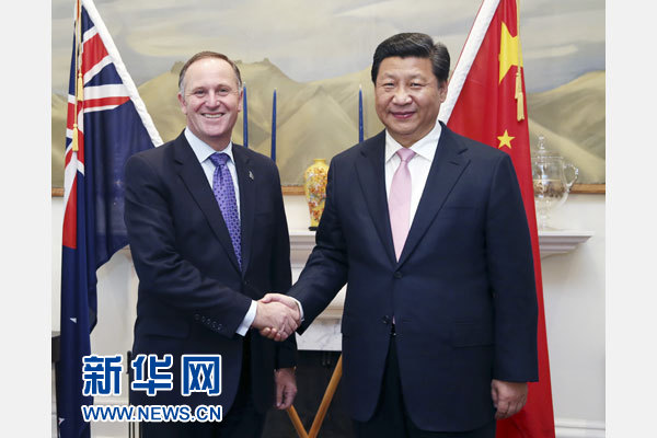 11月20日，國家主席習(xí)近平在惠靈頓同新西蘭總理約翰·基舉行會談。 新華社記者 姚大偉 攝