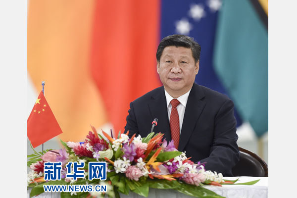 習(xí)近平主持會議并發(fā)表主旨講話。新華社記者 李學(xué)仁攝