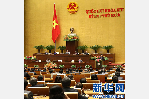 11月6日，中共中央總書記、國家主席習(xí)近平在越南國會(huì)發(fā)表題為《共同譜寫中越友好新篇章》的重要演講。 新華社記者 龐興雷 攝