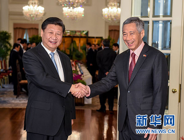 11月7日，國(guó)家主席習(xí)近平在新加坡同新加坡總理李顯龍舉行會(huì)談。 新華社記者 李學(xué)仁 攝