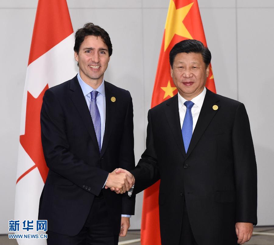 11月16日，國家主席習(xí)近平在土耳其安塔利亞會見加拿大總理特魯多。 新華社記者 饒愛民 攝