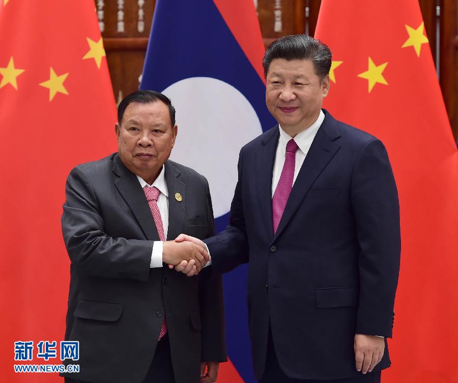 9月2日，國(guó)家主席習(xí)近平在杭州會(huì)見老撾國(guó)家主席本揚(yáng)。新華社記者張鐸攝