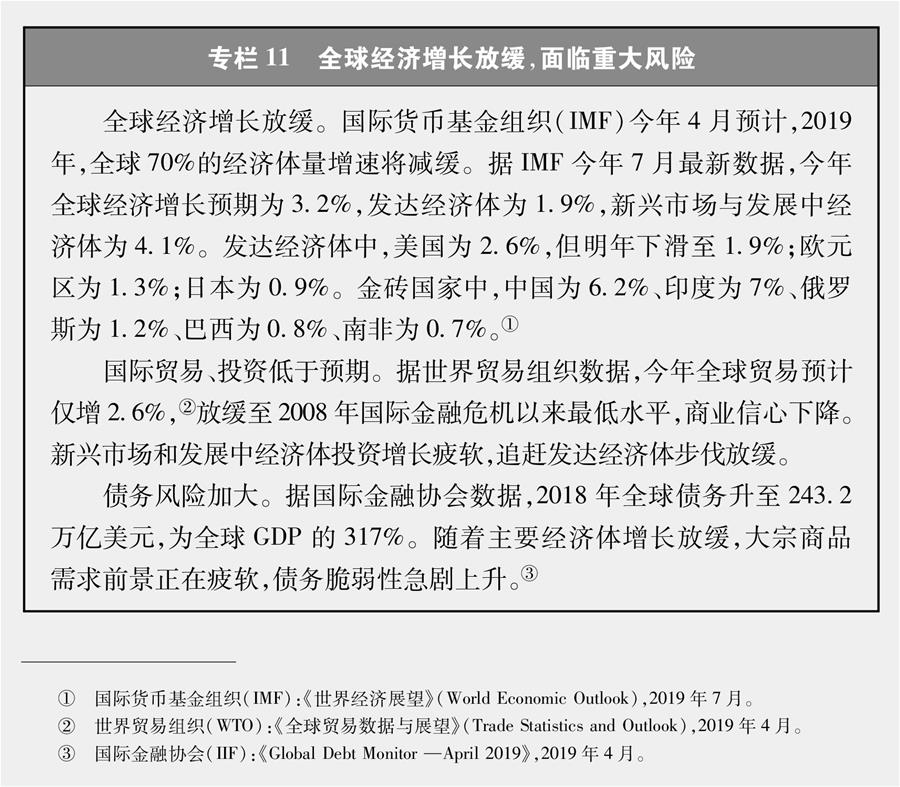 （圖表）[新時代的中國與世界白皮書]專欄11 全球經(jīng)濟增長放緩，面臨重大風險