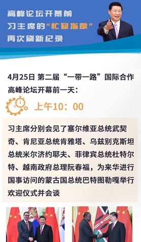 高峰論壇開(kāi)幕前，習(xí)主席的“忙碌指數(shù)”再次刷新紀(jì)錄