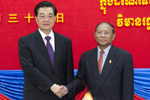 胡錦濤會(huì)見柬埔寨國會(huì)主席韓桑林