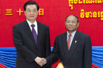 胡錦濤會(huì)見柬埔寨國會(huì)主席韓桑林